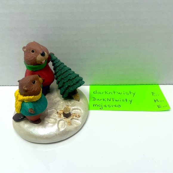 Vintage 1990 Hallmark Tender Touches Chopping Down the Xmas Tree Figurine - Picture 3 of 10